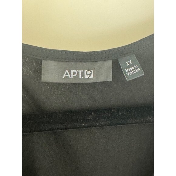 Apt. 9 Black Ruffle Neck Tile Border Dress with Pockets Size 2X 18 20 22 Plus Sz - Picture 5 of 7